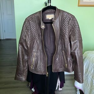 MICHAEL Michael Kors Brown Quilted Leather Jacket